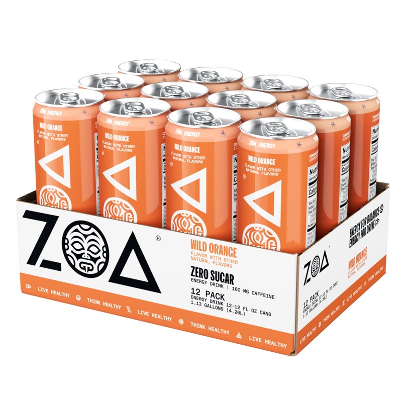 ZOA Zero Sugar Energy Drinks, Wild Orange - Sugar Free with Electrolytes, Healthy Vitamin C, Amino Acids, Essential B-Vitamins, and Caffeine from Green Tea - 12 Fl Oz (12-Pack) - Image 5